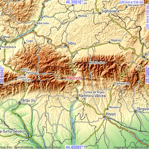 Topographic map of Racoviţa