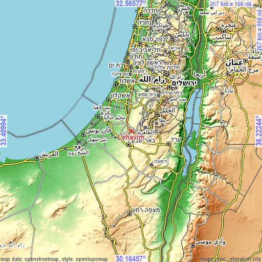 Topographic map of Lehavim