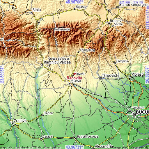 Topographic map of Racovița