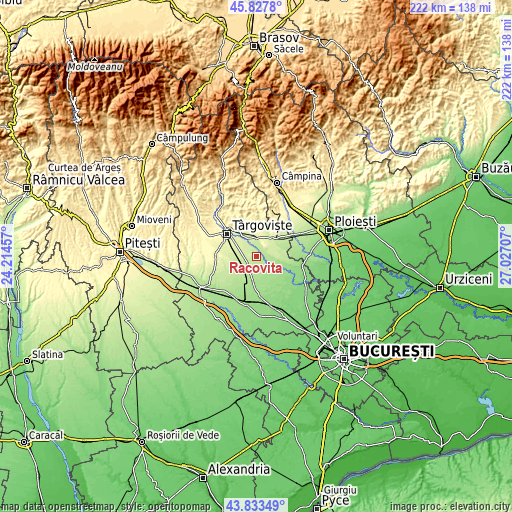 Topographic map of Racovița