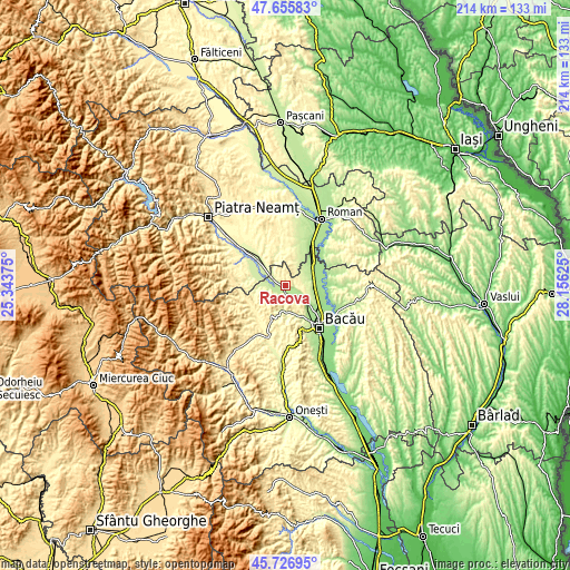 Topographic map of Racova