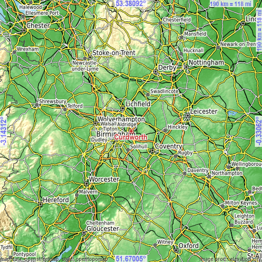 Topographic map of Curdworth