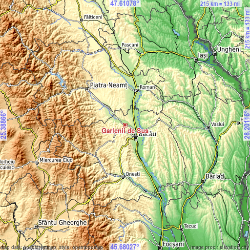 Topographic map of Gârlenii de Sus