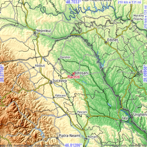 Topographic map of Răchiţi