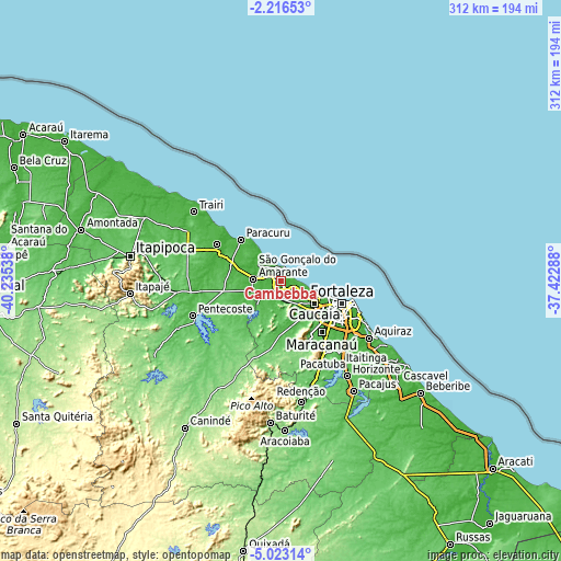 Topographic map of Cambebba