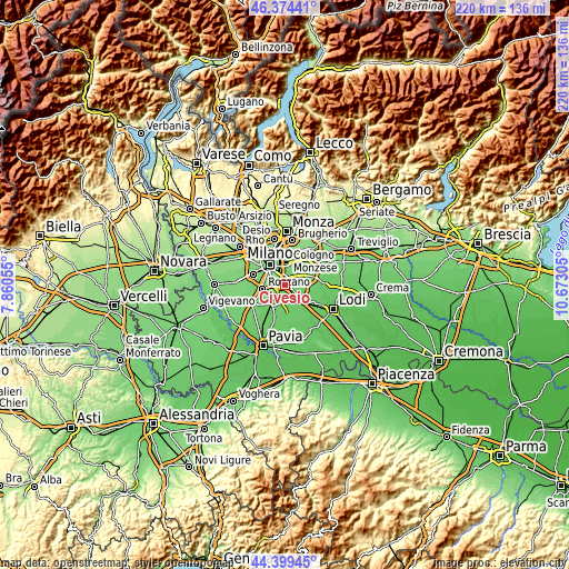 Topographic map of Civesio