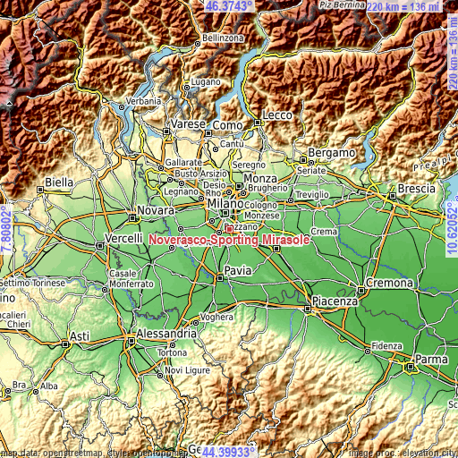 Topographic map of Noverasco-Sporting Mirasole