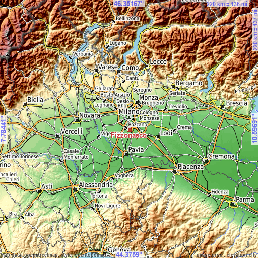 Topographic map of Fizzonasco