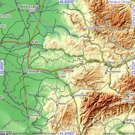 Topographic map of Răchita