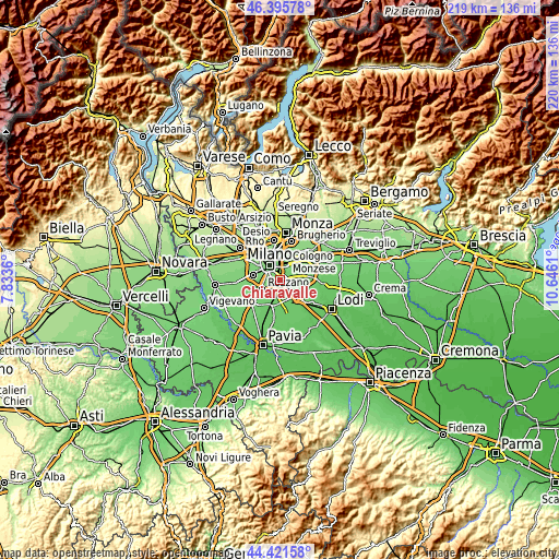 Topographic map of Chiaravalle