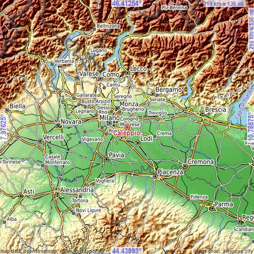 Topographic map of Caleppio