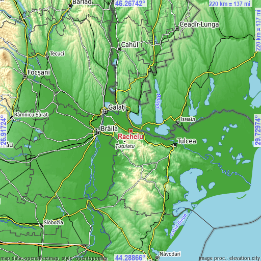 Topographic map of Rachelu