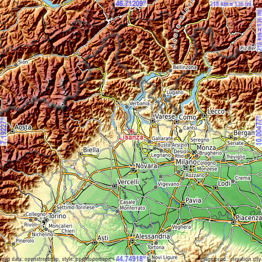 Topographic map of Lisanza