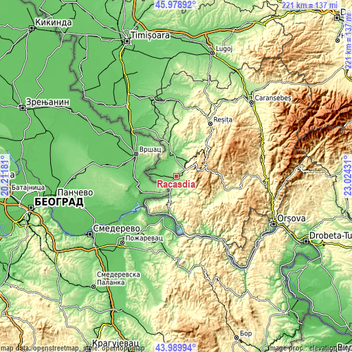 Topographic map of Răcăşdia