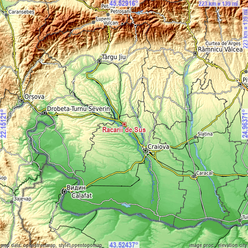 Topographic map of Răcarii de Sus