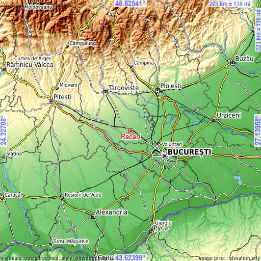 Topographic map of Răcari