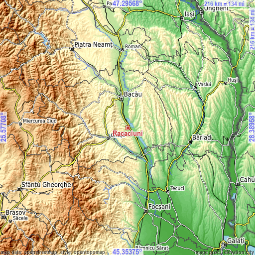 Topographic map of Răcăciuni