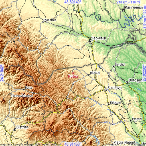 Topographic map of Putna