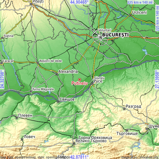 Topographic map of Putineiu