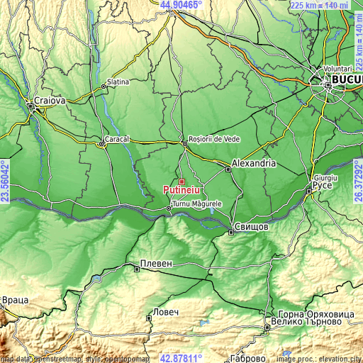 Topographic map of Putineiu