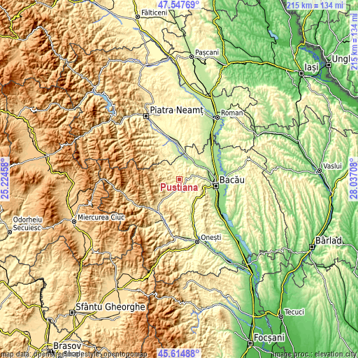 Topographic map of Pustiana