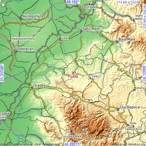 Topographic map of Pusta