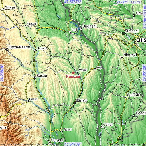 Topographic map of Pușcași