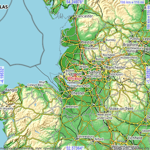 Topographic map of Whiston