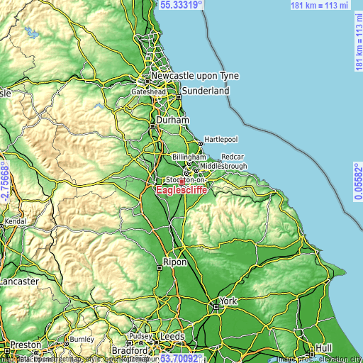 Topographic map of Eaglescliffe