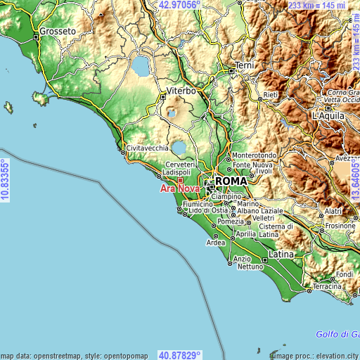 Topographic map of Ara Nova