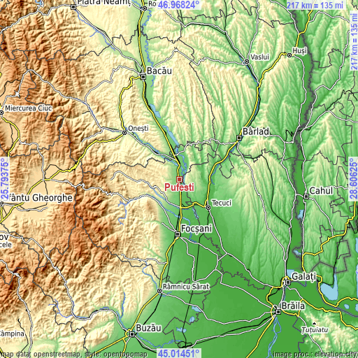 Topographic map of Pufeşti
