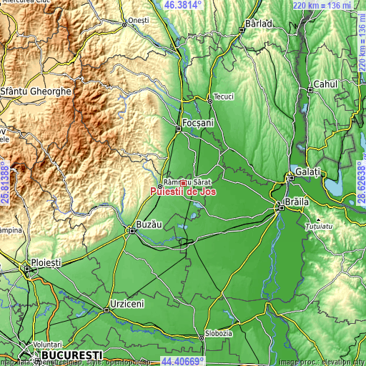 Topographic map of Puieștii de Jos