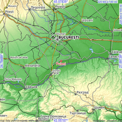 Topographic map of Puieni