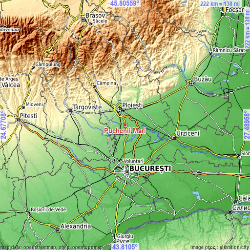 Topographic map of Puchenii Mari