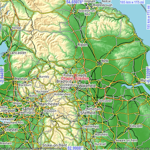 Topographic map of Chapel Allerton