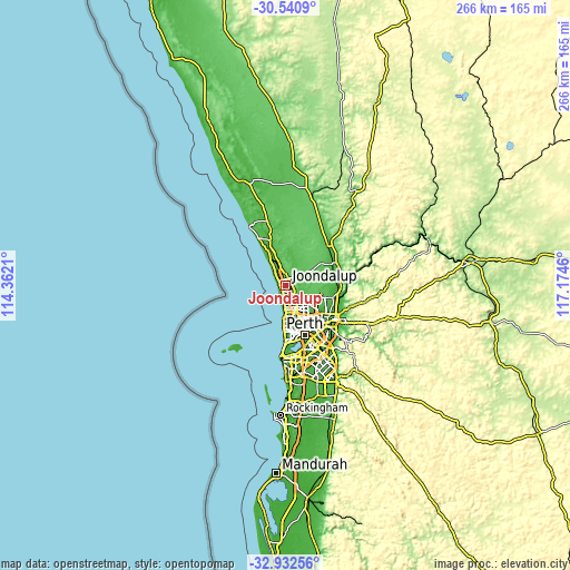 Topographic map of Joondalup