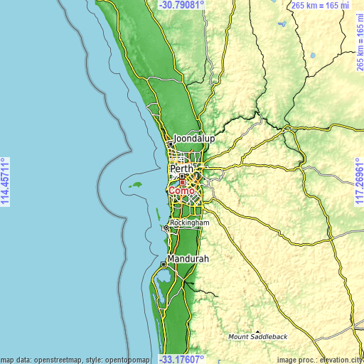 Topographic map of Como