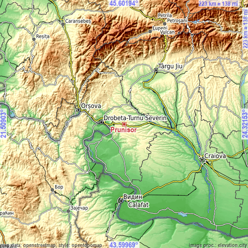 Topographic map of Prunişor