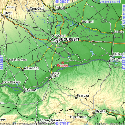 Topographic map of Prundu