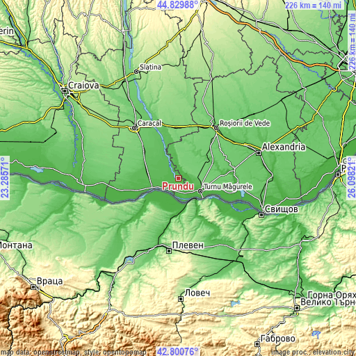 Topographic map of Prundu