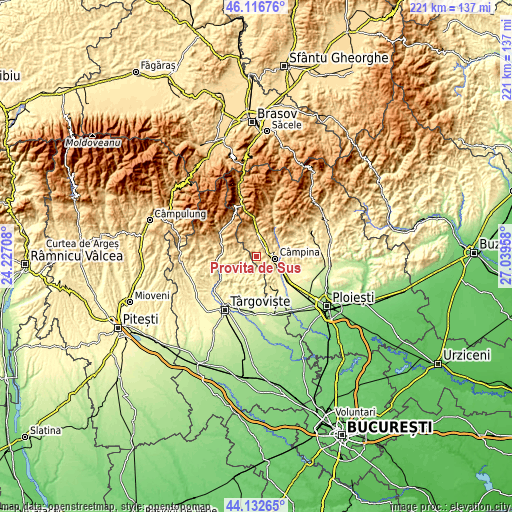 Topographic map of Proviţa de Sus
