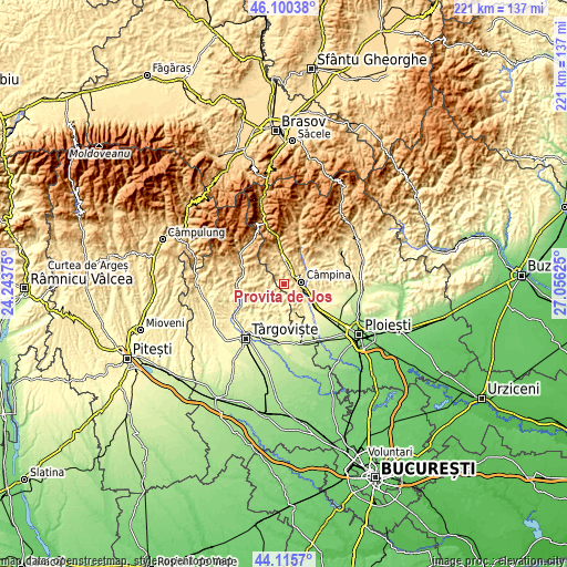 Topographic map of Proviţa de Jos