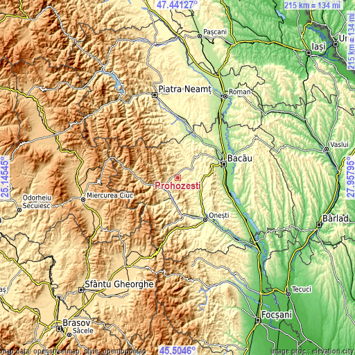 Topographic map of Prohozești