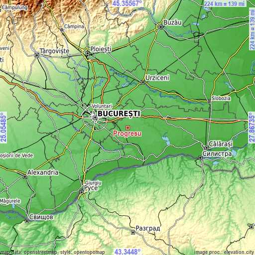 Topographic map of Progresu