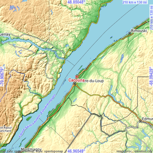 Topographic map of Cacouna