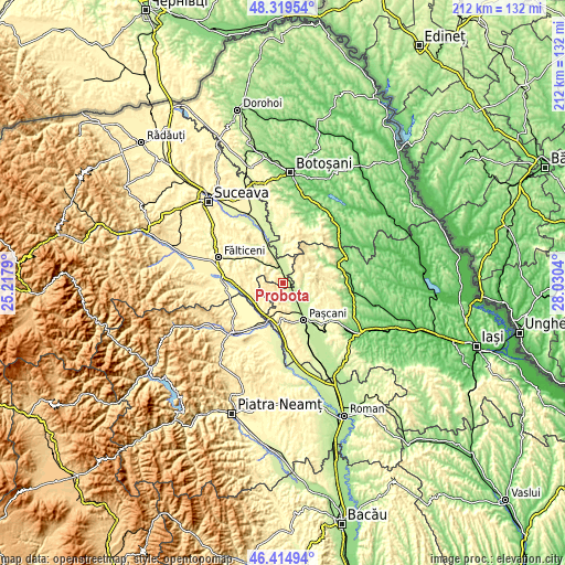 Topographic map of Probota