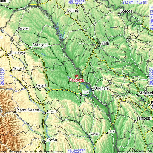 Topographic map of Probota