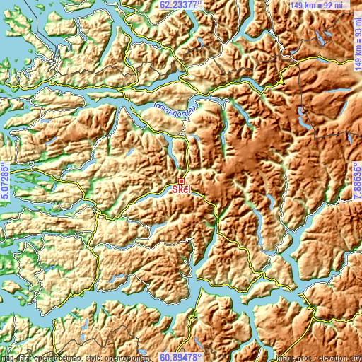 Topographic map of Skei