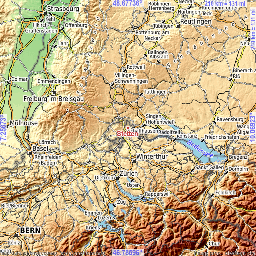 Topographic map of Stetten