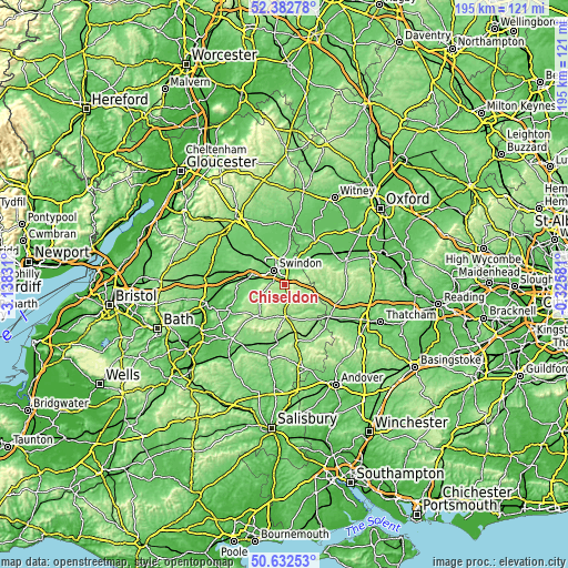 Topographic map of Chiseldon